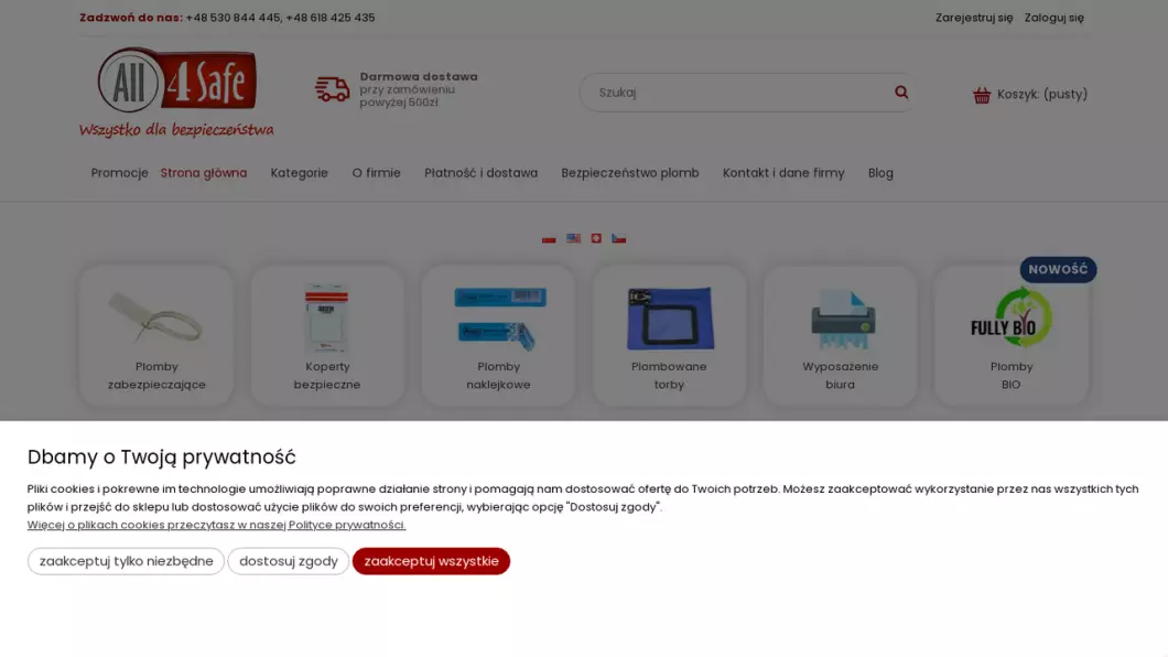 Plomby i koperty zabezpieczające | Sklep internetowy All4Safe - podgląd
