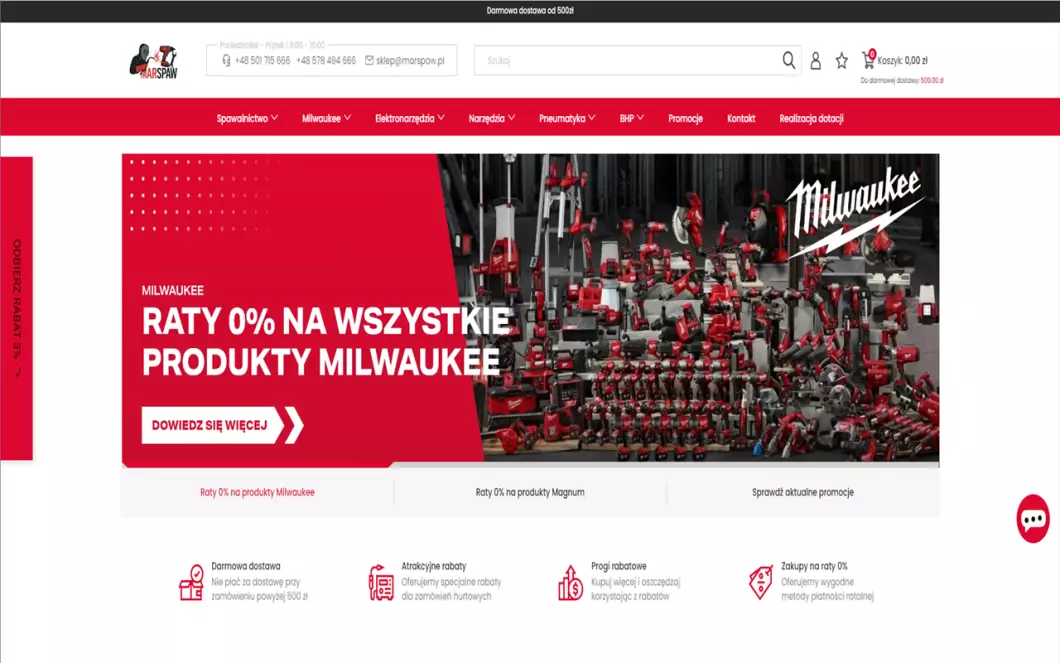 Sklep spawalniczy MarSpaw - podgląd